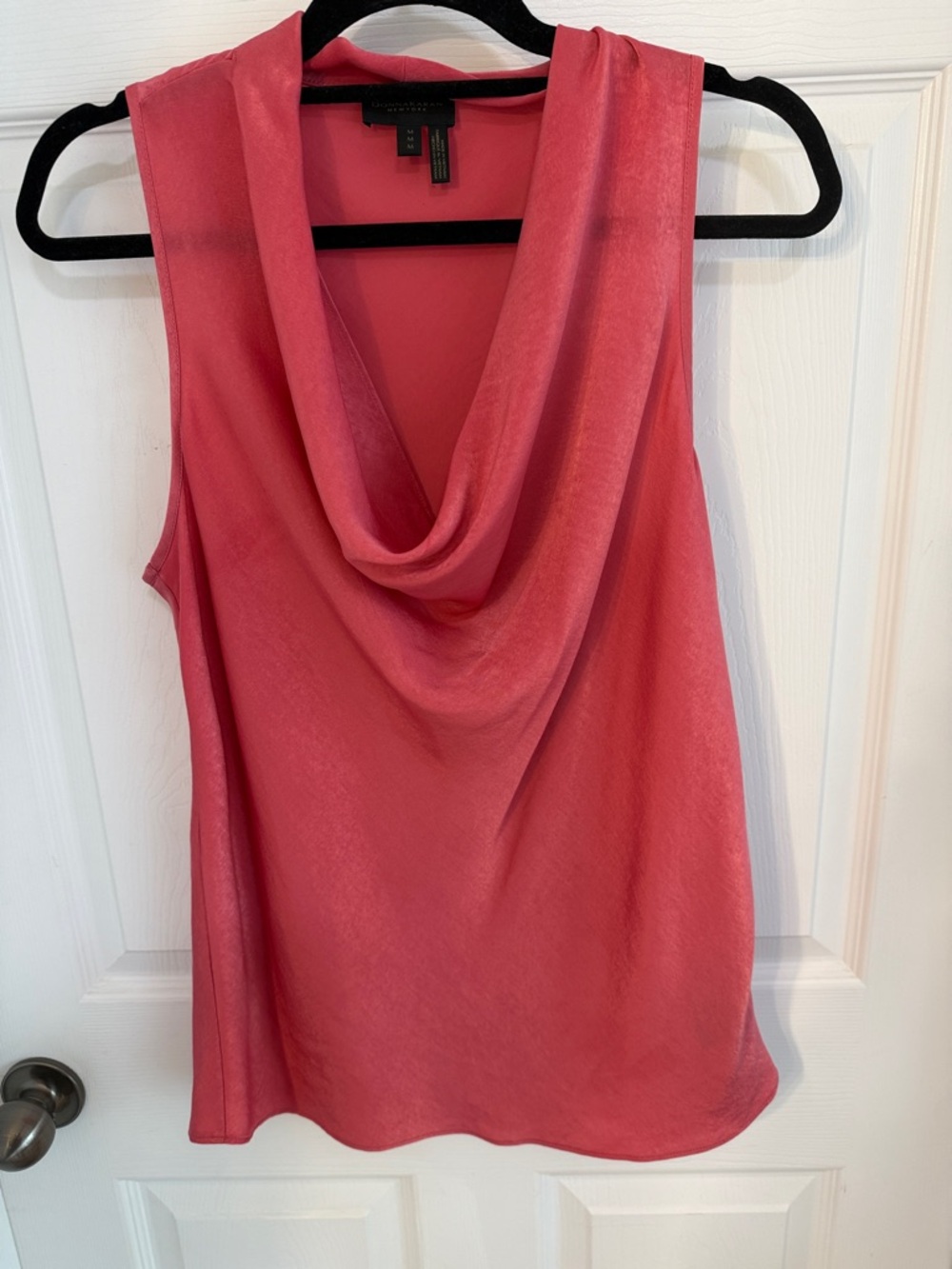DKNY by Donna Karen medium coral sleeveless top draped neck